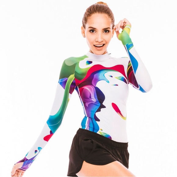 NWT PLATINUM SUN EXCLUSIVE Long Sleeve Rash Guard UPF 50+ Rainbow Size Small - Picture 7 of 16